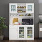Large Crockery & Microwave Storage Cabinet with Glass Doors