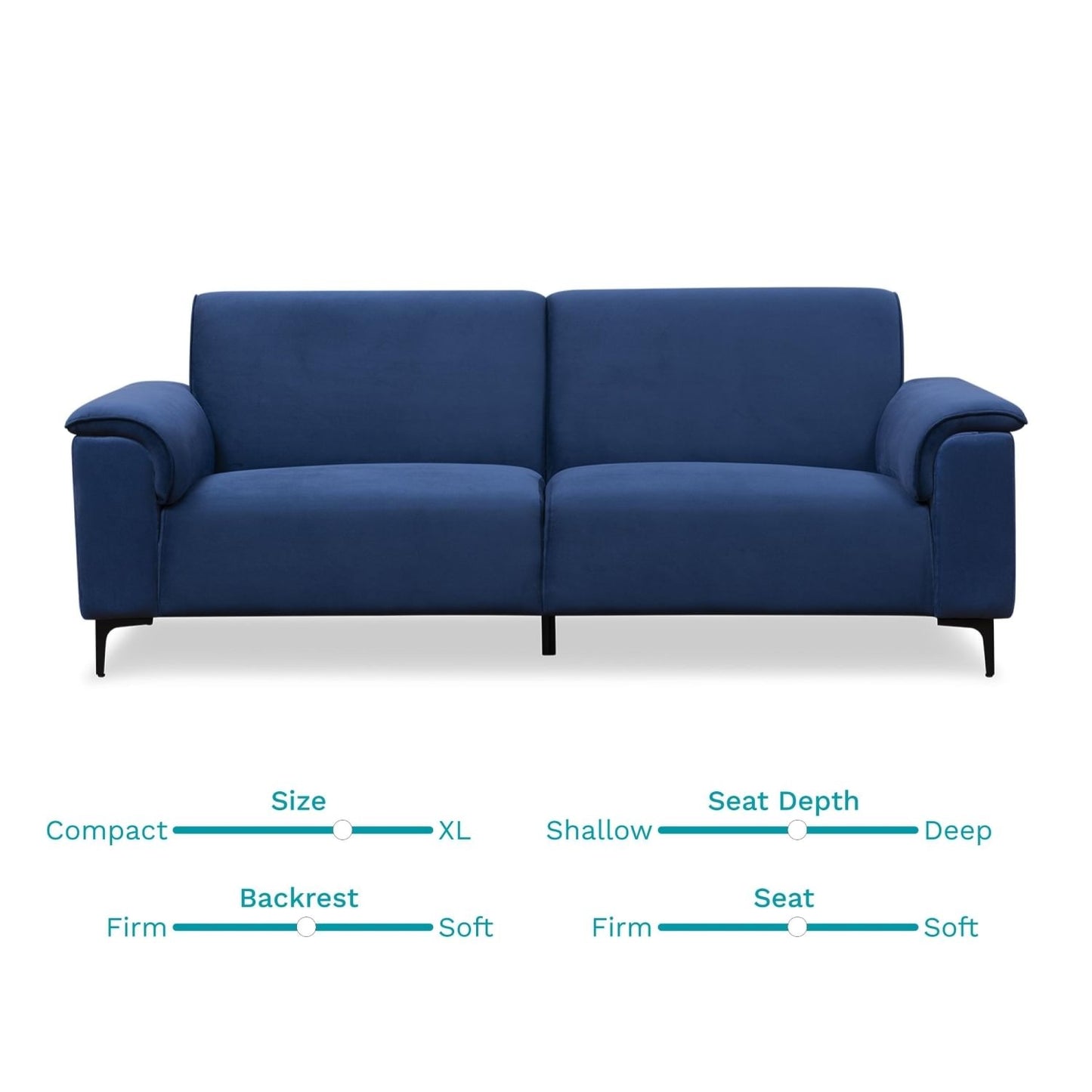 Sapphire Blue Velvet 5-Seater Sofa Set (3+1+1) – Elegant & Comfortable Living Room Furniture