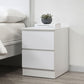 Oslo White Wooden 2 Drawer Bedside Table