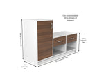 Modern Shoe Rack with Tall Cabinet & Dual Drawers – White & Walnut Finish