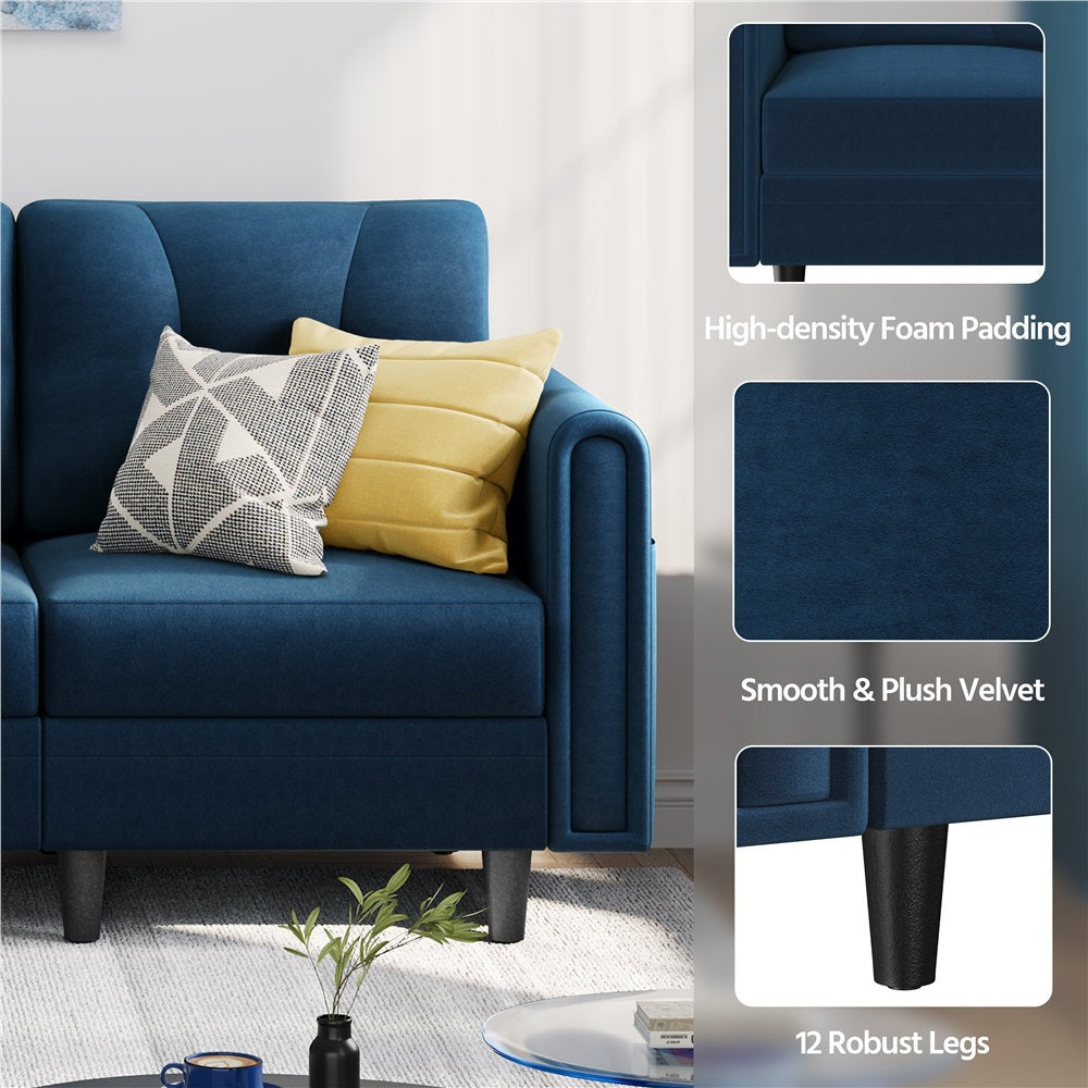 Sectional Sofa with Ottoman Reversible 3-Seater Chaise Lounge