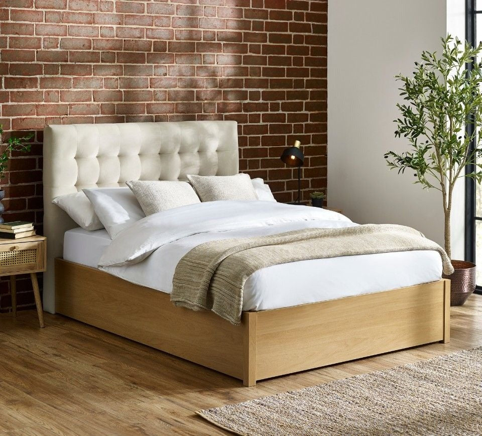 Oak Haven Upholstered Ottoman Storage Bed