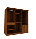 Large Wardrobe cum Dresser | Walnut and Frosty White Without Mirror