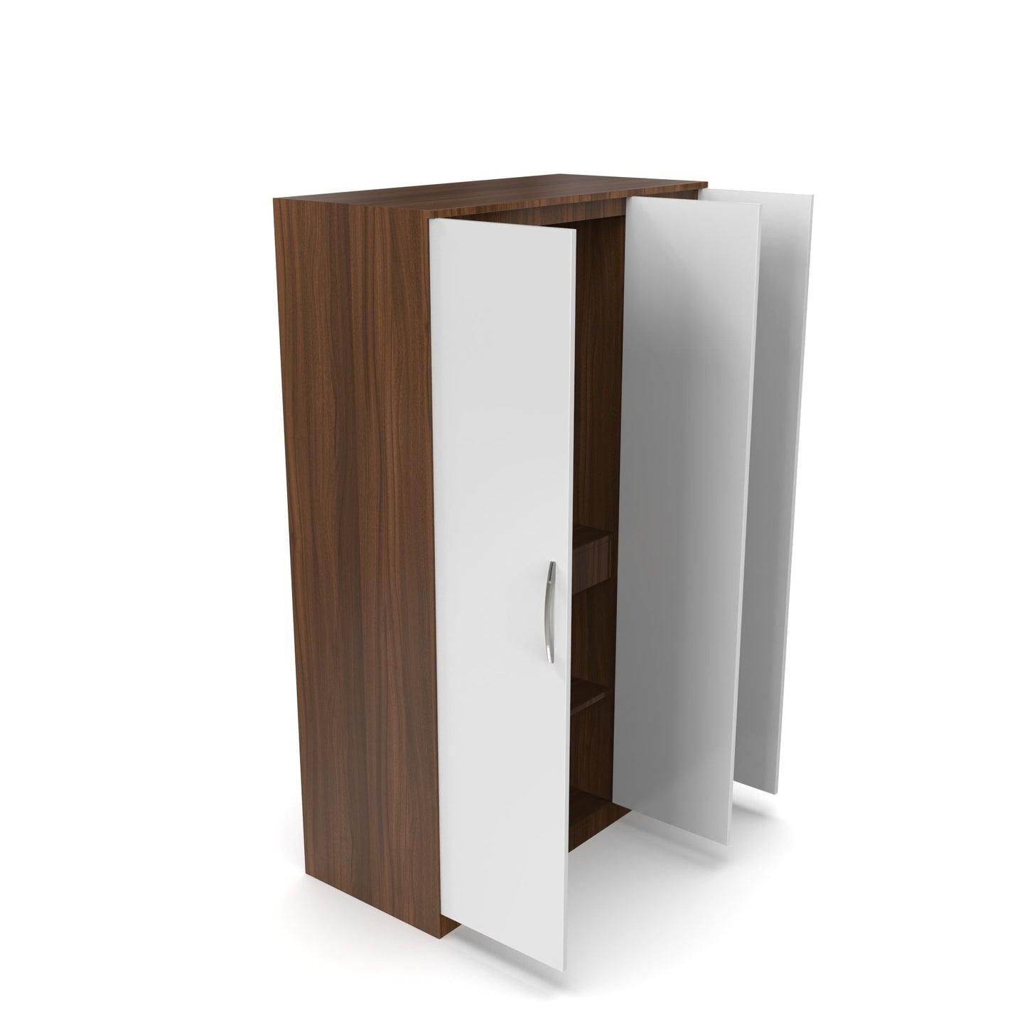 Modern 3-Door Wardrobe with White & Walnut Finish