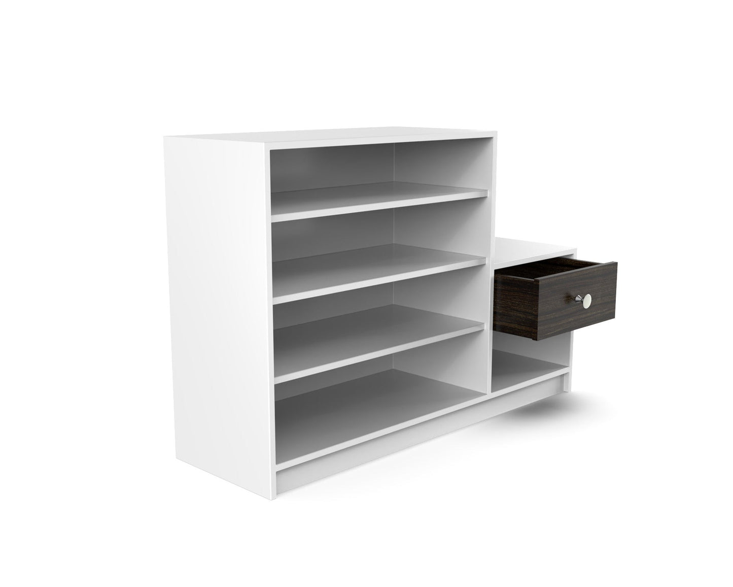 Wide Wooden Shoe Rack with Open Shelves & Storage Drawer – Footwear Organizer (Holds 11–16 Pairs)