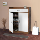 UrbanSpace Premium Shoe Rack with Drawer (Walnut & White Finish)