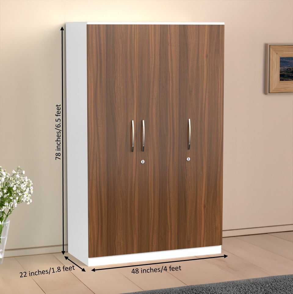 Elegant 3-Door Wooden Wardrobe with Shelves & Storage