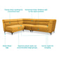 Mustard Yellow Velvet L-Shape Sofa – Spacious Sectional with Modern Quilted Design