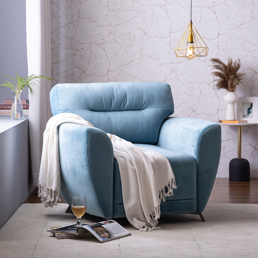 Velvet 1 Seater Sofa – Mineral Blue