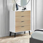 White & Oak 4‑Drawer Wide Chest