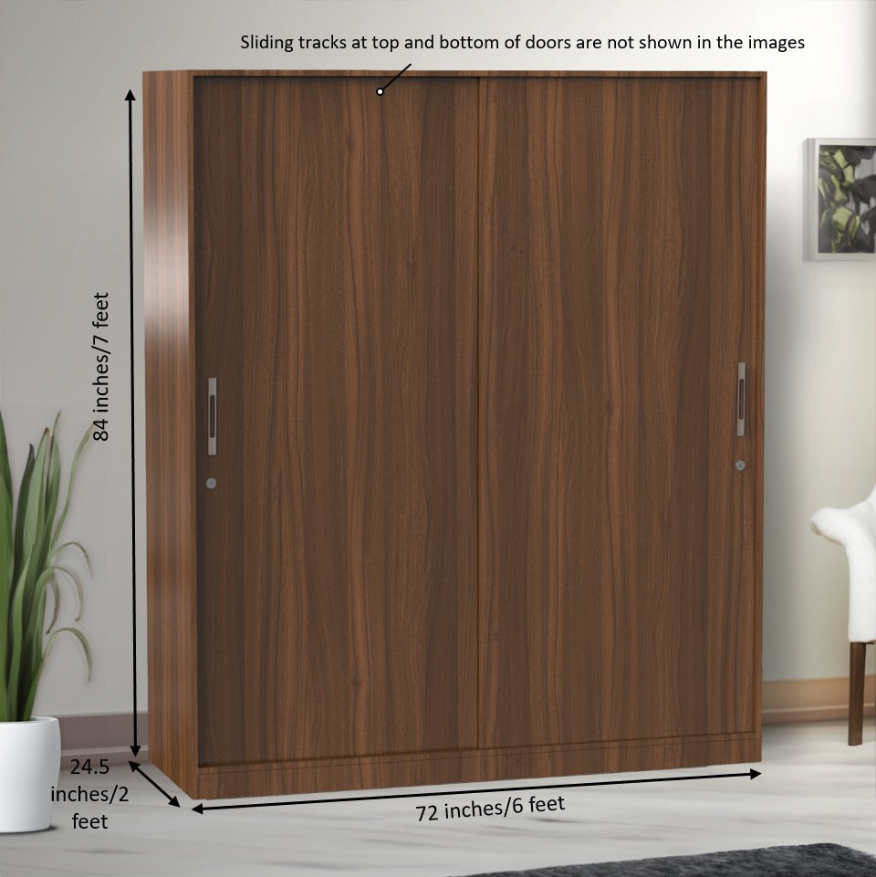 Classic Two-Door Sliding Wardrobe – Walnut Finish