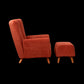 Rust Orange Fabric Accent Chair with Footstool – Ergonomic Comfort & Modern Style