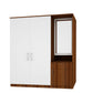Large Wardrobe cum Dresser | Walnut and Frosty White Without Mirror