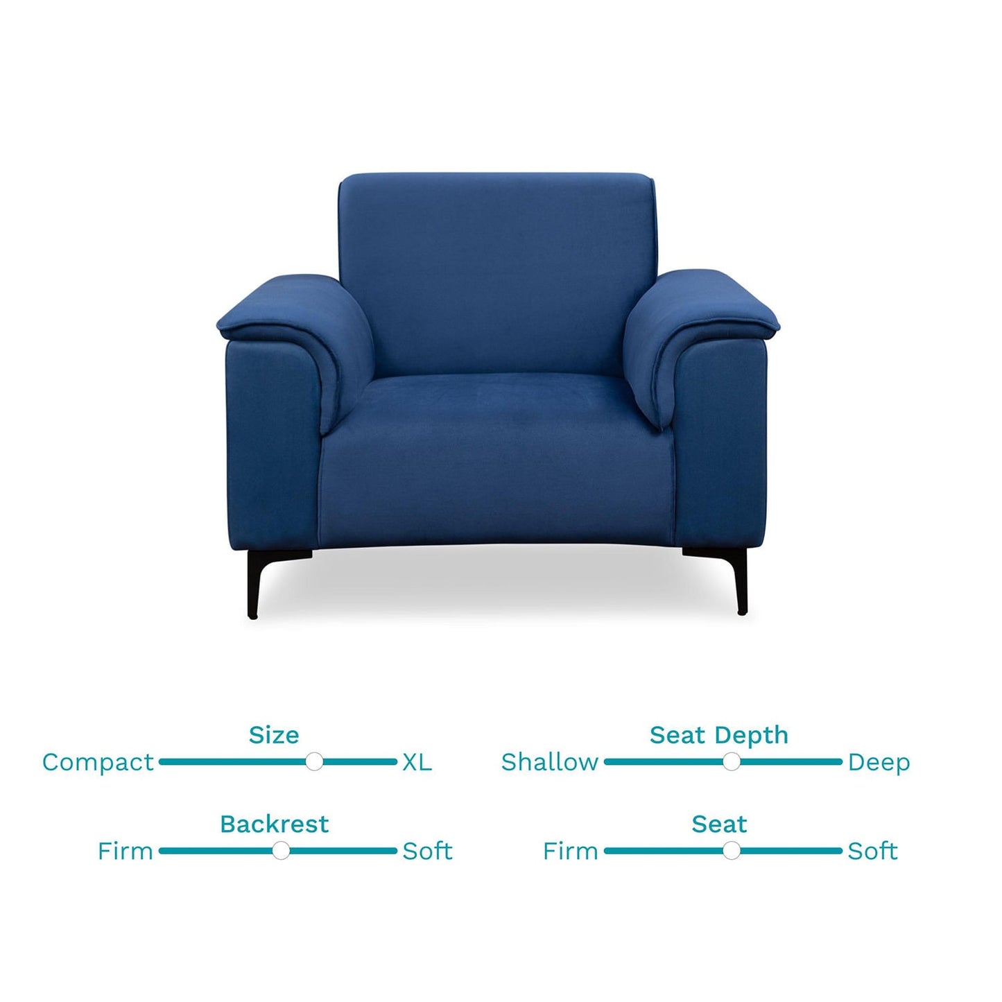 Sapphire Blue Velvet 5-Seater Sofa Set (3+1+1) – Elegant & Comfortable Living Room Furniture