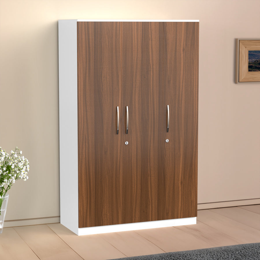 Elegant 3-Door Wooden Wardrobe with Shelves & Storage