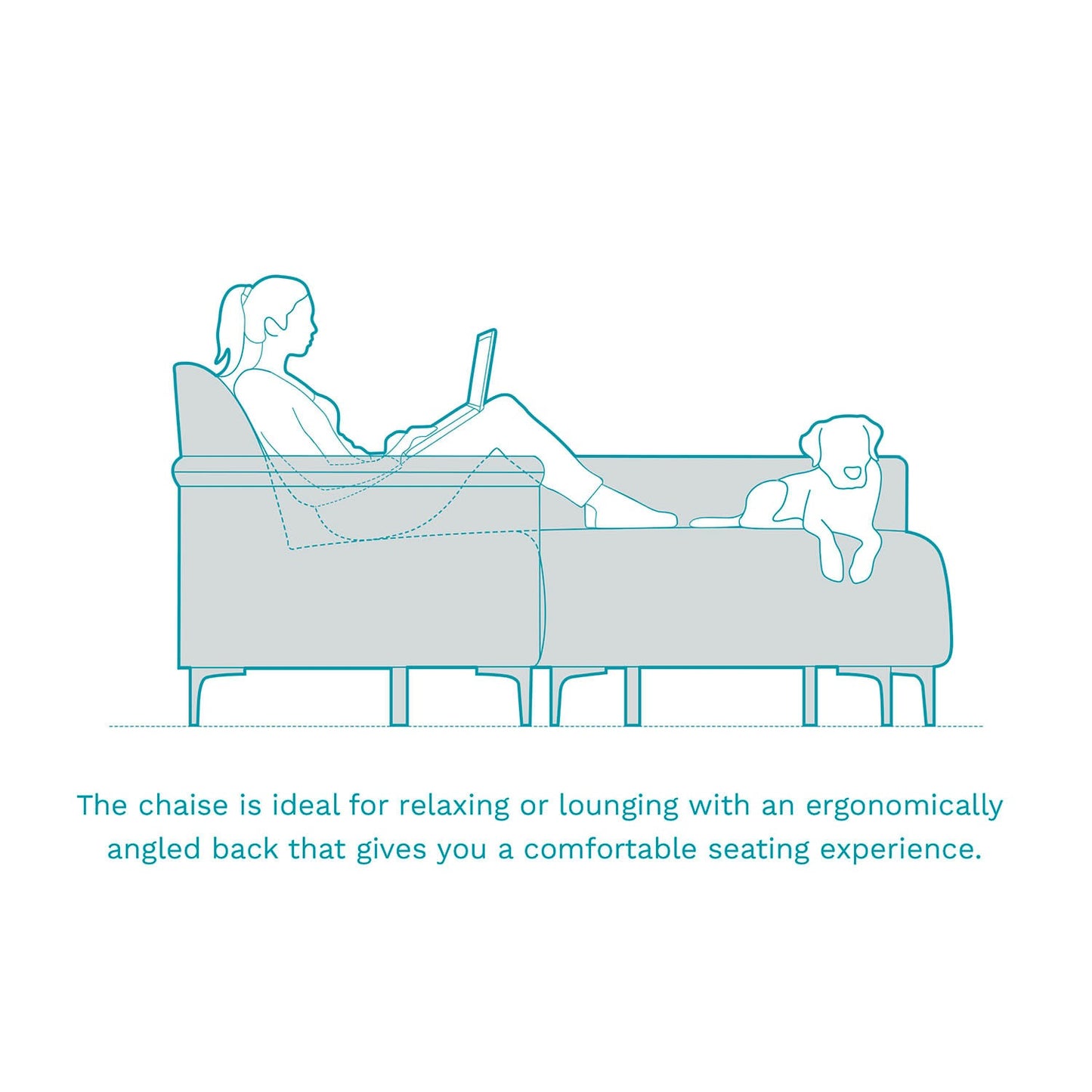 Fabric L-Shape Sofa in Moroccan Blue