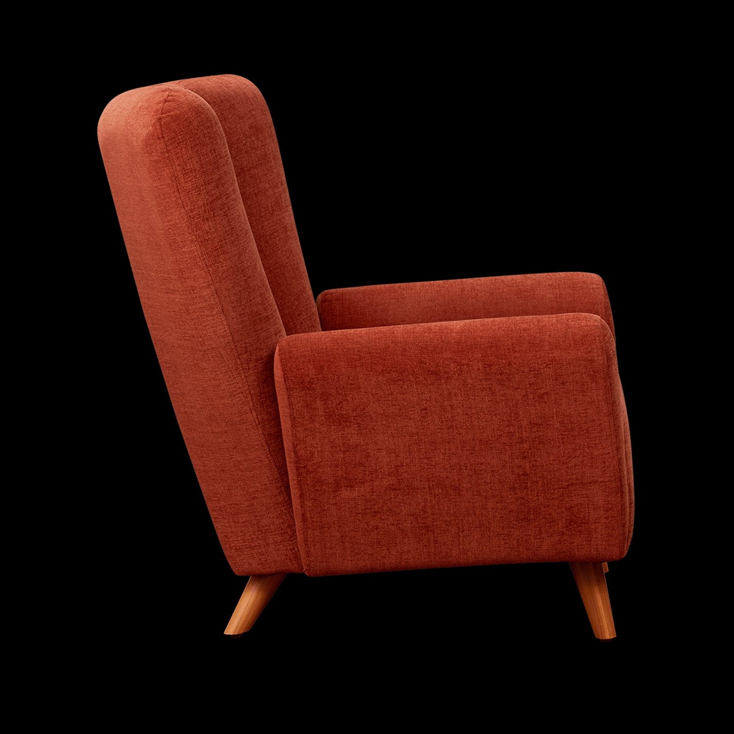 Rust Orange Fabric Accent Chair with Footstool – Ergonomic Comfort & Modern Style