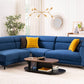 Sapphire Blue Velvet Fabric L-Shape Sofa – Modern Corner Sofa for Living Room