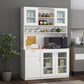 Large Crockery & Microwave Storage Cabinet with Glass Doors