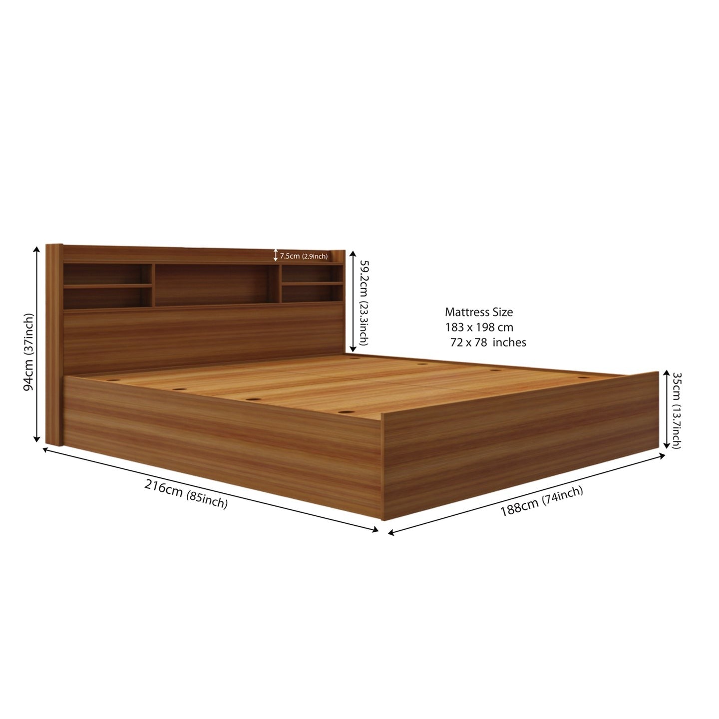 The Libra King Bed with Storage Headboard