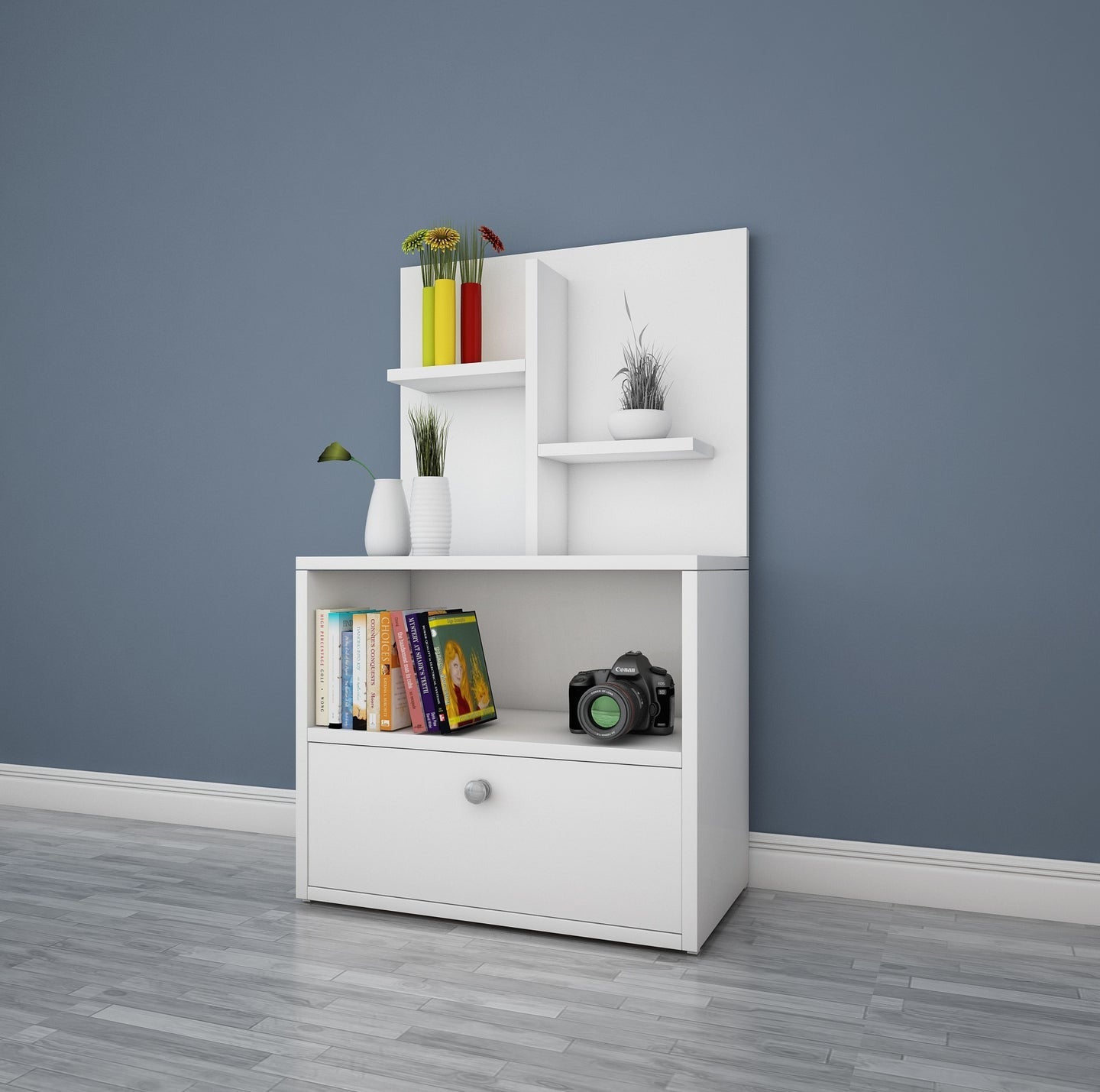 Alto Modern Side Table with Display Shelves
