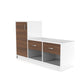 Modern Shoe Rack with Tall Cabinet & Dual Drawers – White & Walnut Finish
