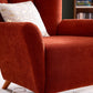 Rust Orange Fabric Accent Chair with Footstool – Ergonomic Comfort & Modern Style