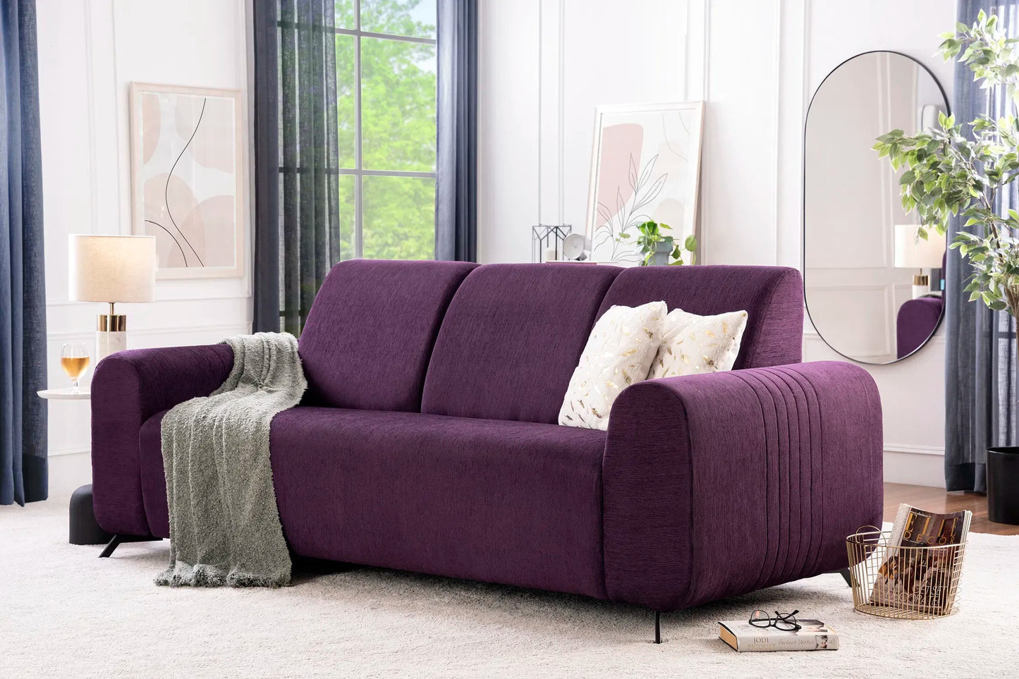 Purple Berry Fabric 3+1+1 Sofa Set – Modern Comfort & Stylish Living Room Furniture