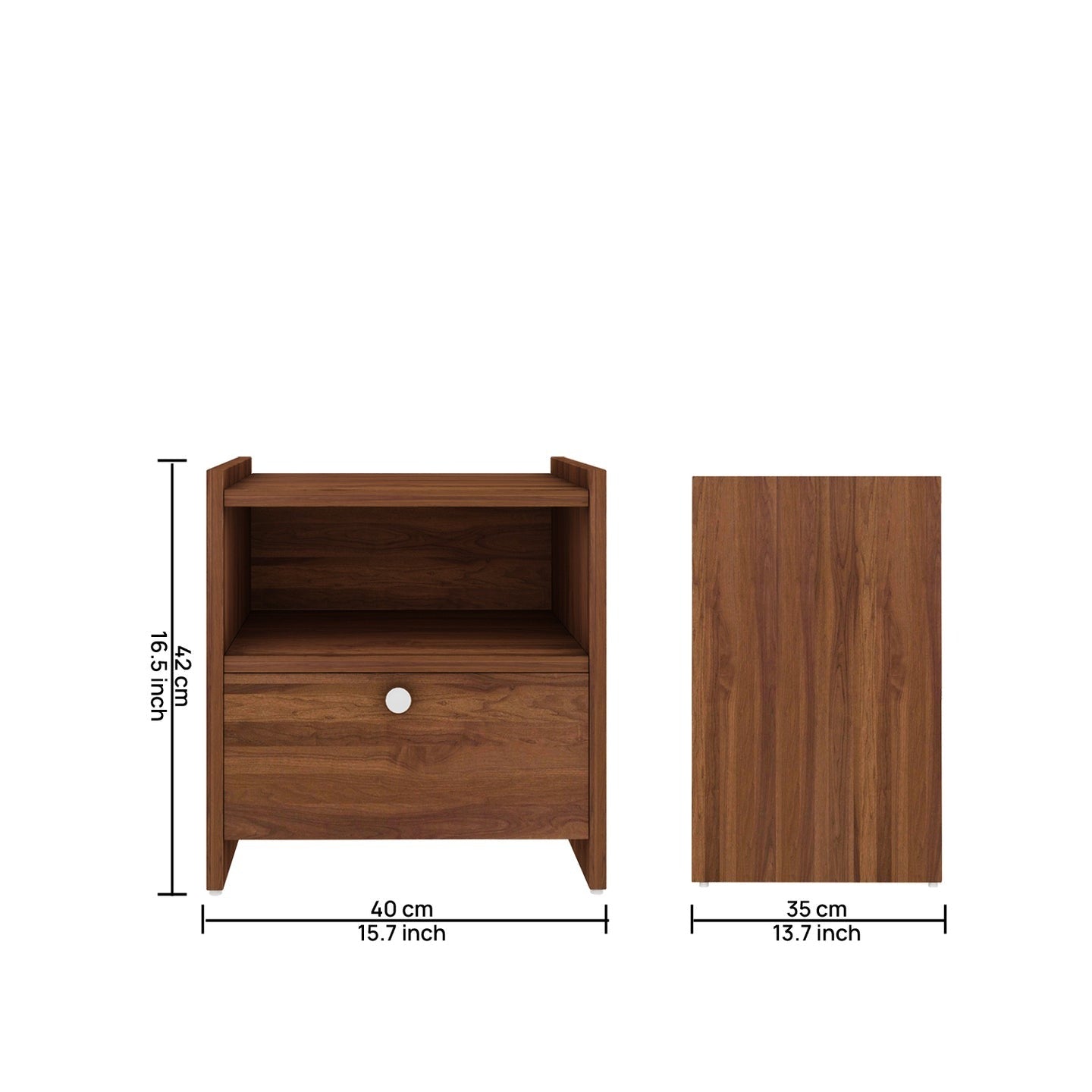The Arlo Bedside Table (Walnut Single-Drawer with Shelf)