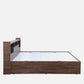 OmkarWood Serenity Queen Bed – Natural Walnut Finish with Box & Headboard Storage