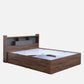 OmkarWood Serenity Queen Bed – Natural Walnut Finish with Box & Headboard Storage