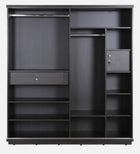 OmkarWood AuraMax Sliding Door Wardrobe – Basalt Grey High Gloss Finish