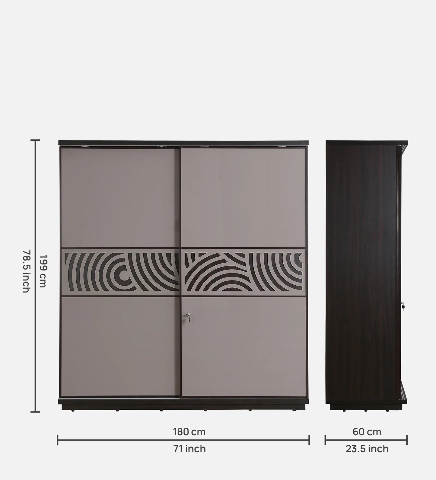 OmkarWood AuraMax Sliding Door Wardrobe – Basalt Grey High Gloss Finish