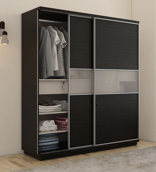 Omkarwood Zenix Premium Sliding Door Wardrobe – Wenge Melamine Finish