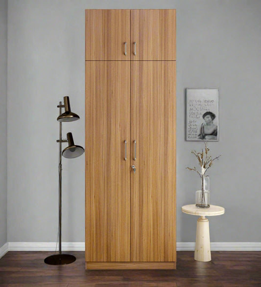 Omkarwood Lotus 2-Door Wardrobe with Loft & Drawer – Exotic Teak Finish
