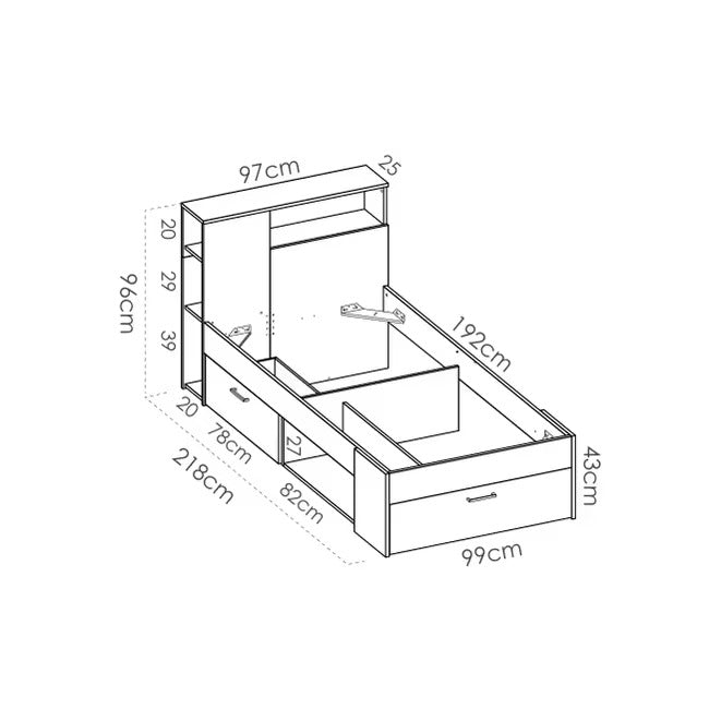 Modern Queen Size Storage Bed with Headboard
