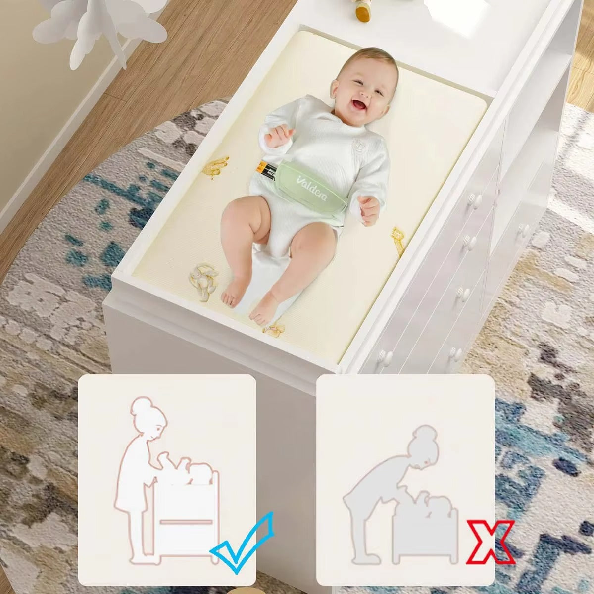 Valababy Baby Changing Table Dresser with Storage