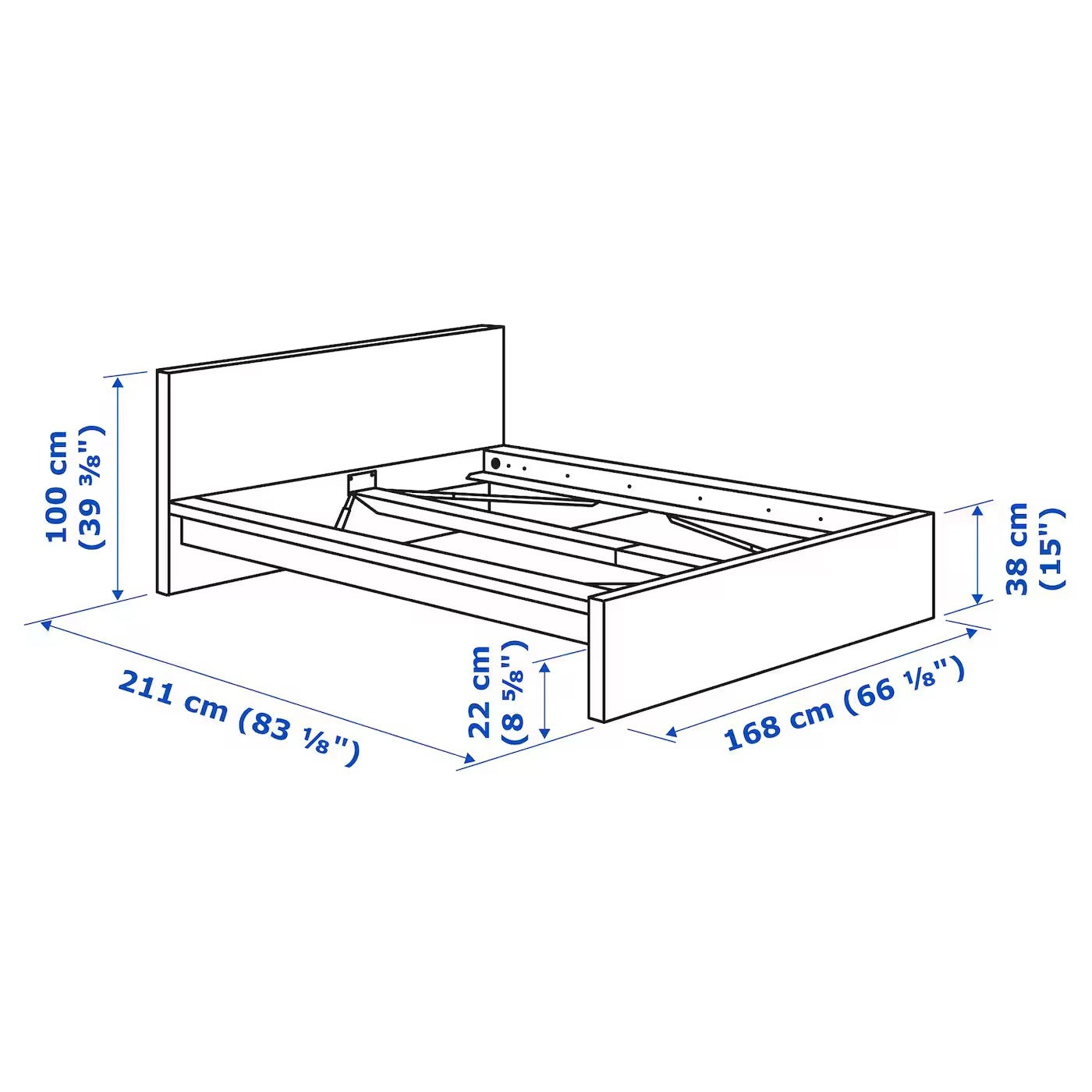 Elegant Queen Size Bed without Storage – Wenge Finish