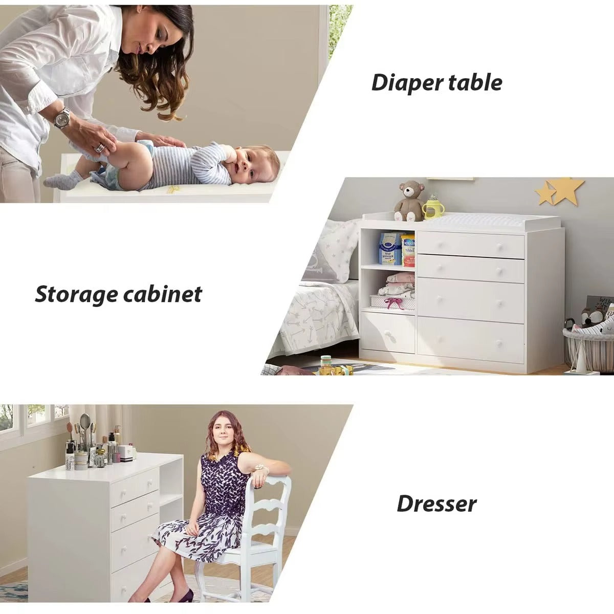 Valababy Baby Changing Table Dresser with Storage