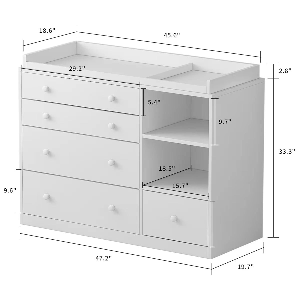 Valababy Baby Changing Table Dresser with Storage