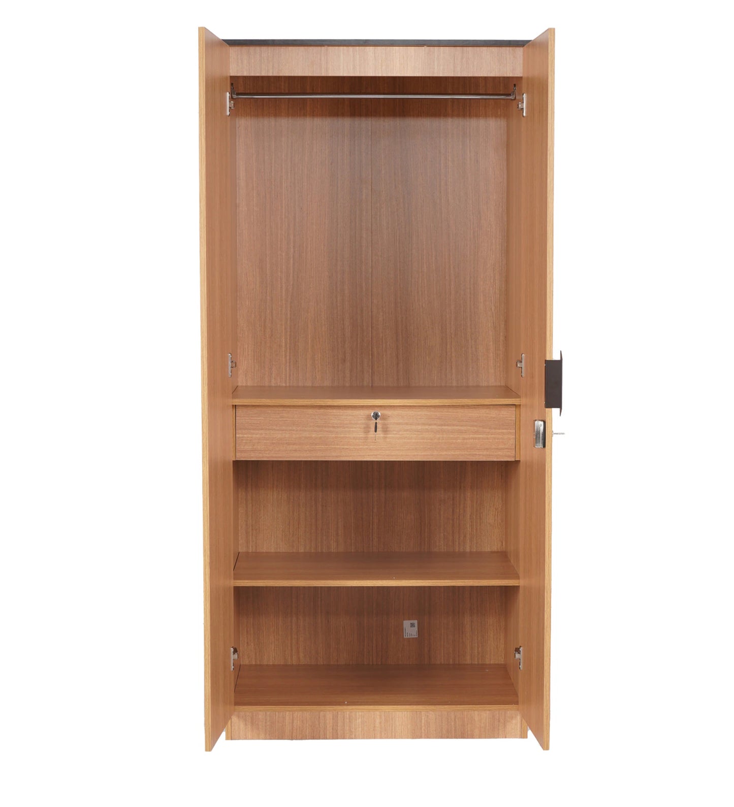Omkarwood “Milford” Premium 2-Door Engineered Wood Wardrobe with Mirror & Drawer – Urban Teak Finish