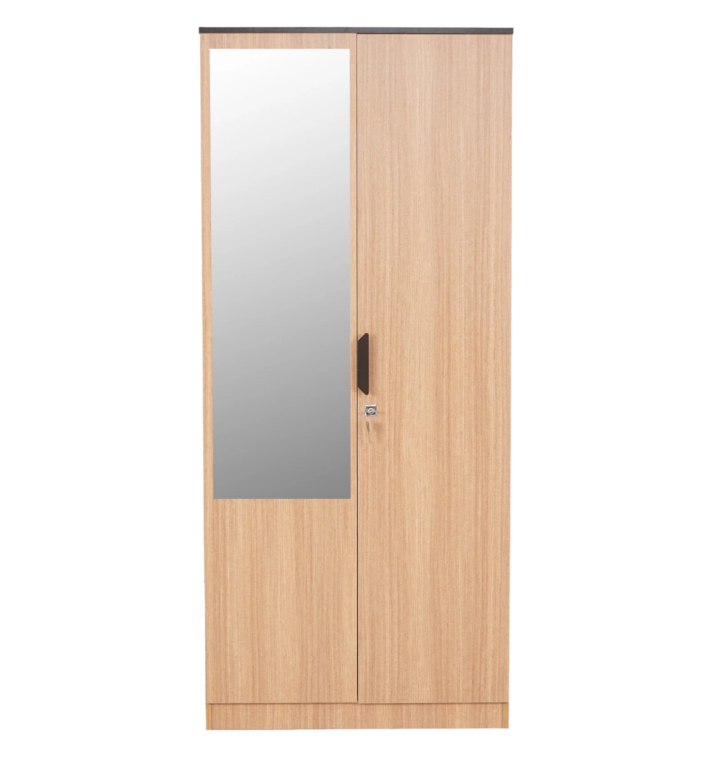 Omkarwood “Milford” Premium 2-Door Engineered Wood Wardrobe with Mirror & Drawer – Urban Teak Finish