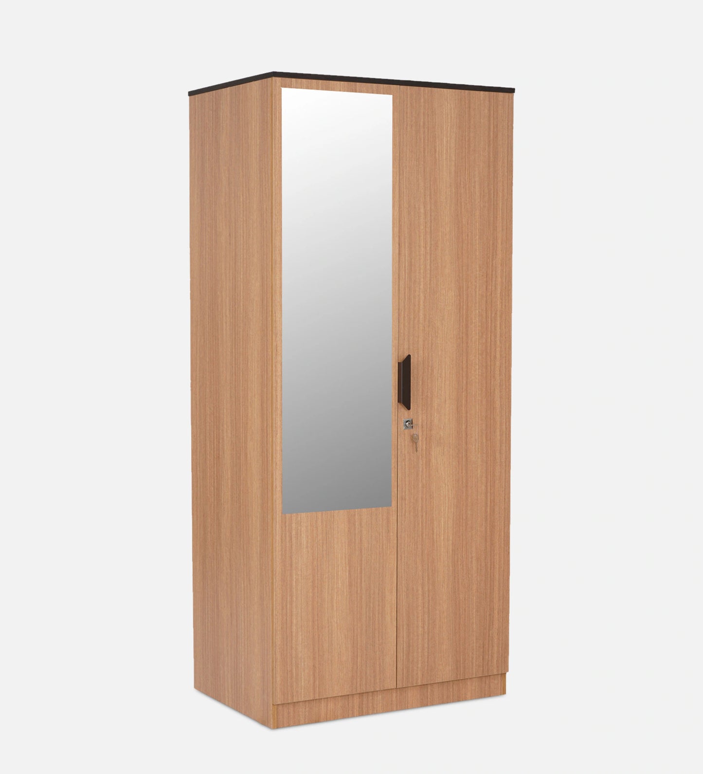 Omkarwood “Milford” Premium 2-Door Engineered Wood Wardrobe with Mirror & Drawer – Urban Teak Finish