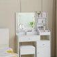 OmkarWood Eleganz Vanity Station with LED Mirror & Storage Hutch