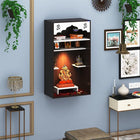 Omkarwood "Divine Arch" Wall-Mounted Wooden Pooja Mandir with LED Light – 110 x 52.5 x 30 cm (H x W x D)