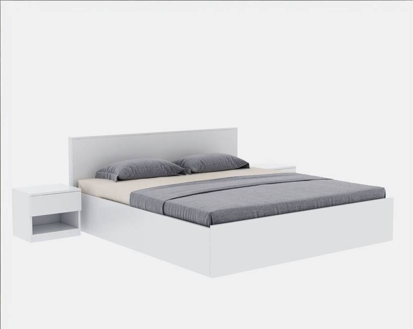 Premium King Size Bed with Quad Storage (Engineered Wood, White Finish)