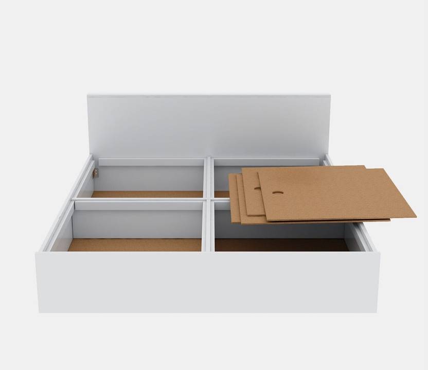 Premium King Size Bed with Quad Storage (Engineered Wood, White Finish)