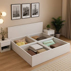 Premium King Size Bed with Quad Storage (Engineered Wood, White Finish)