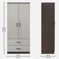 Omkarwood Rillo Premium 2-Door Engineered Wood Wardrobe with Drawer Storage