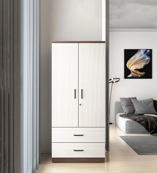 Omkarwood Rillo Premium 2-Door Engineered Wood Wardrobe with Drawer Storage